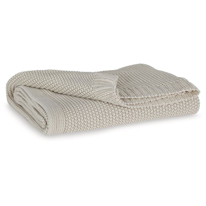 70 x 54 Leri Throw Blanket, Set of 3, Machine Knitted Gray Cotton image number 0