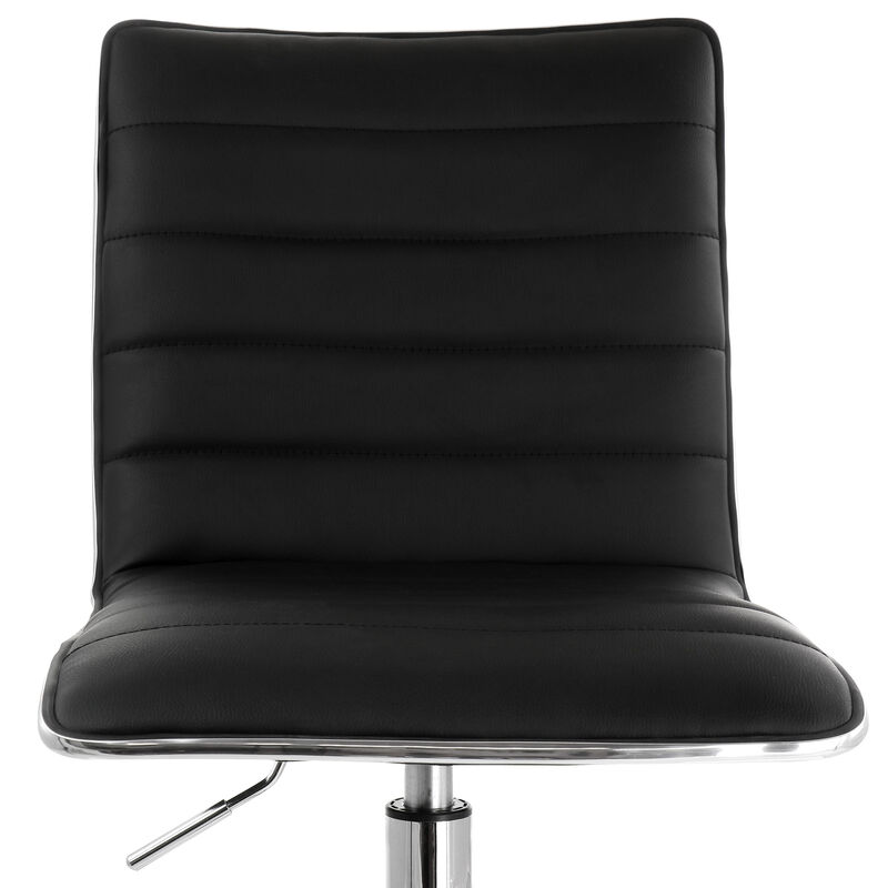 Elama 2 Piece Adjustable Faux Leather Rolling Office Chair in Black with Chrome Finish