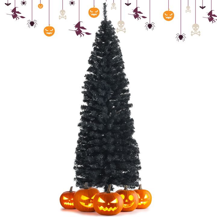 Unlit Artificial Christmas Halloween Pencil Tree with Metal Stand