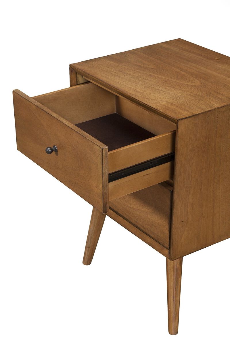 Homezia Brown Century Modern Wood 2 Drawer Nightstand
