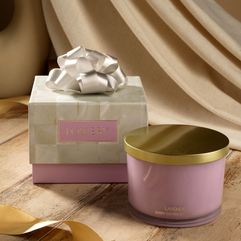 Lavender Candle Gift Set, 3 Wick Aromatherapy Soy Candles, 13oz image number 1