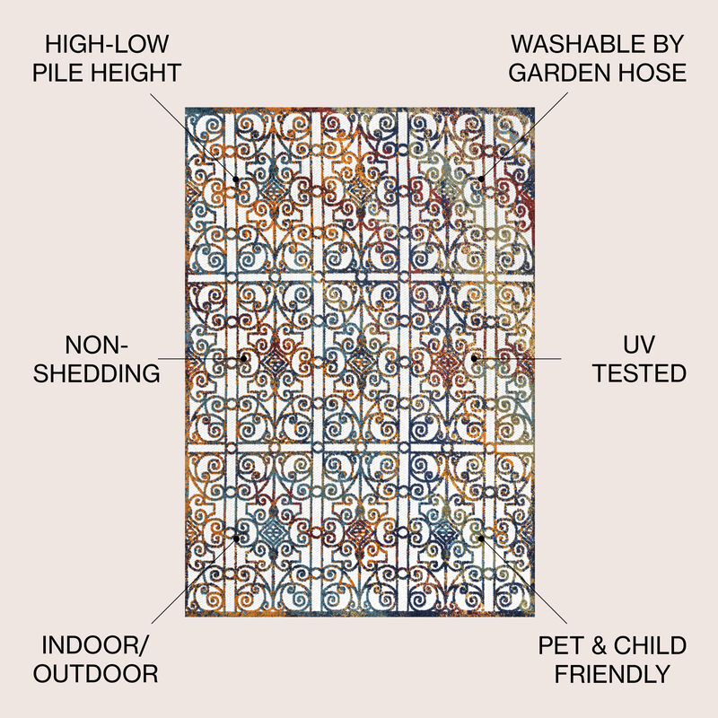 Cetara Ornate Trellis Indoor/Outdoor Area Rug