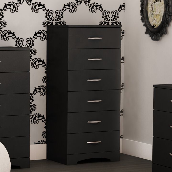 QuikFurn Black 6-Drawer Lingerie Chest for Contemporary Bedroom