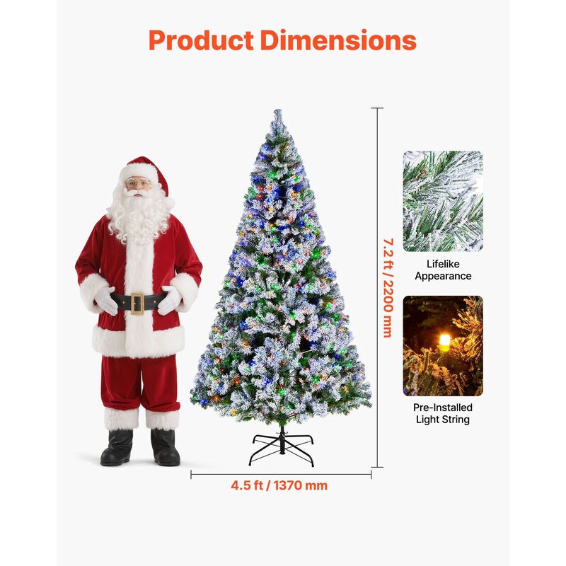 Artificial Flocked Christmas Tree Prelit with LED Lights, 11 Lighting Modes-Snow Flocked image number 8
