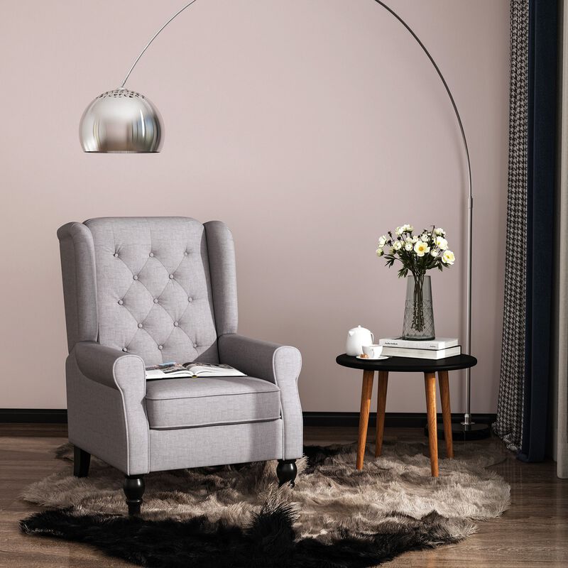 Gray Accent Chairs: Set of 2 Tufted High Wingback Seats