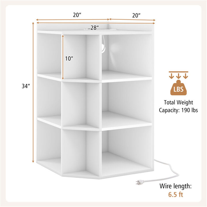 Three-Layer Corner Cabinet Space-Saving Storage with Built-In Charging Station