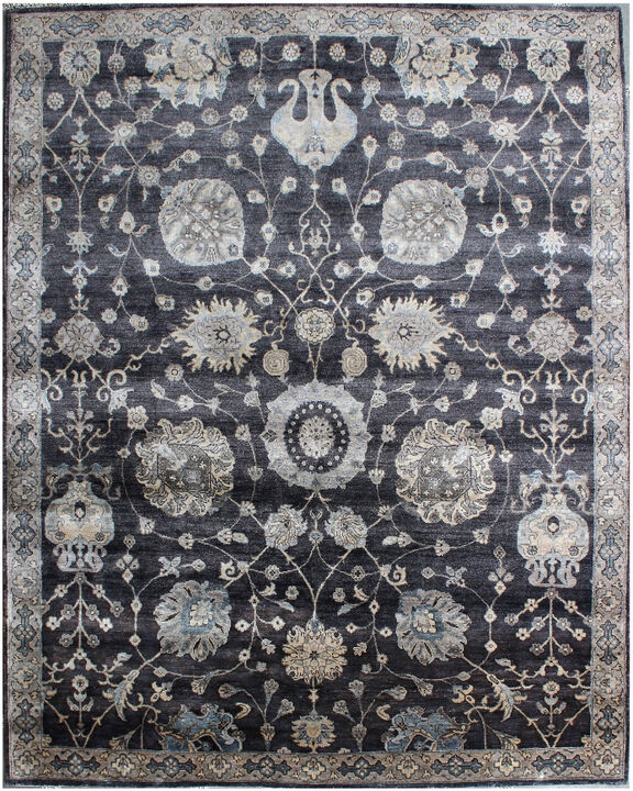 DaVinci Hand Knotted Silk Rug in Gray