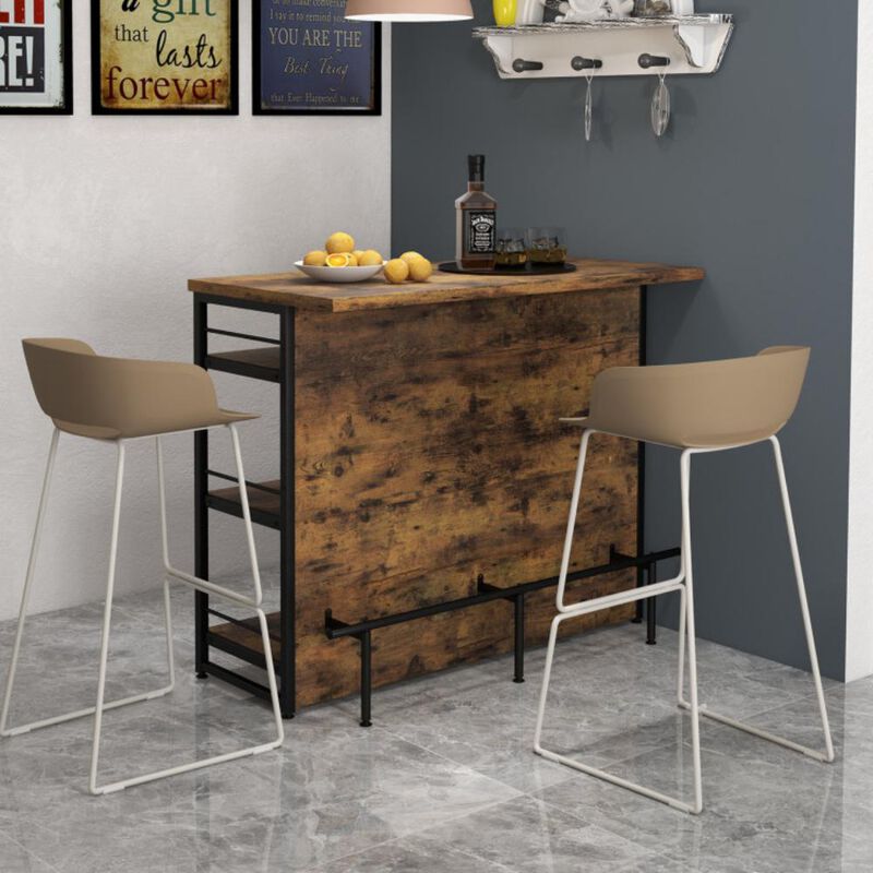 Hivvago Kitchen Island with 4-Tier Storage Shelf and Long Footrest for Home