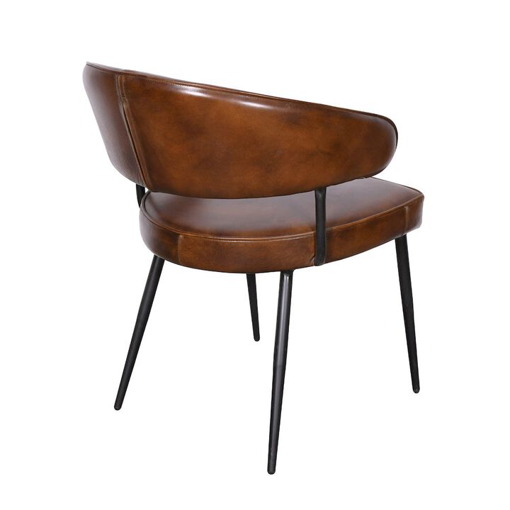 World Interiors Brisbane Dover Armchair in Washed Chestnut Leather