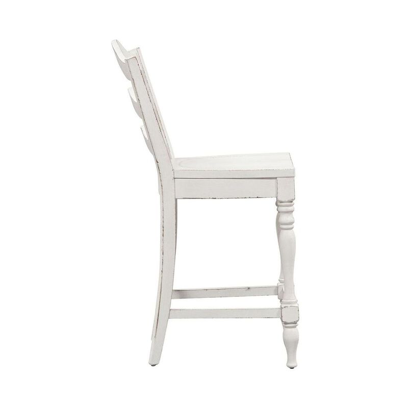 Liberty Furniture Magnolia Manor Ladder Back Counter Chair (RTA) in Antique White image number 3