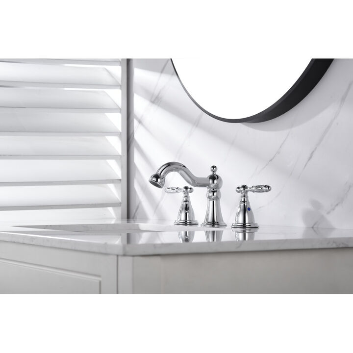 Bothwa Home Vintage-Style Chrome Widespread Bathroom Faucet, 2-Handle Traditional Sink Faucet With Pop-Up Drain Included