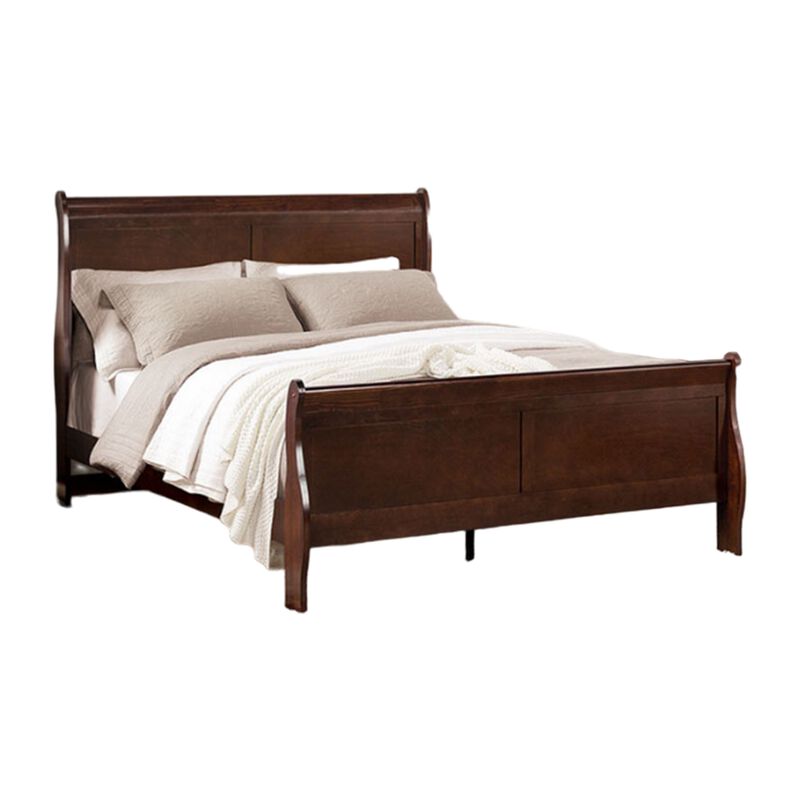 Full Bedroom Set, Cherry Brown and Bronze, 2 Piece Set with Nightstand image number 3