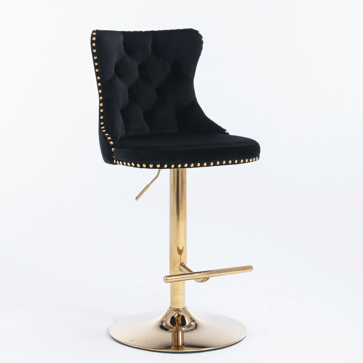 Streamdale Set of 2 Adjustable Velvet Bar Stools
