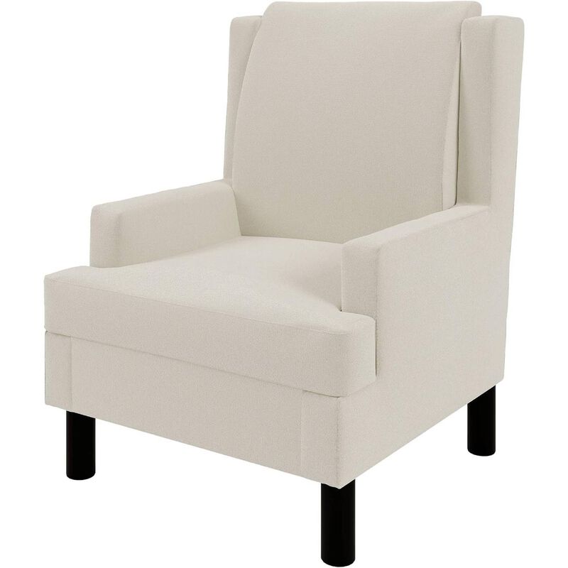 Upholstered Wingback Accent Chair, Modern Reading Armchair for Living Room, Bedroom, White image number 0