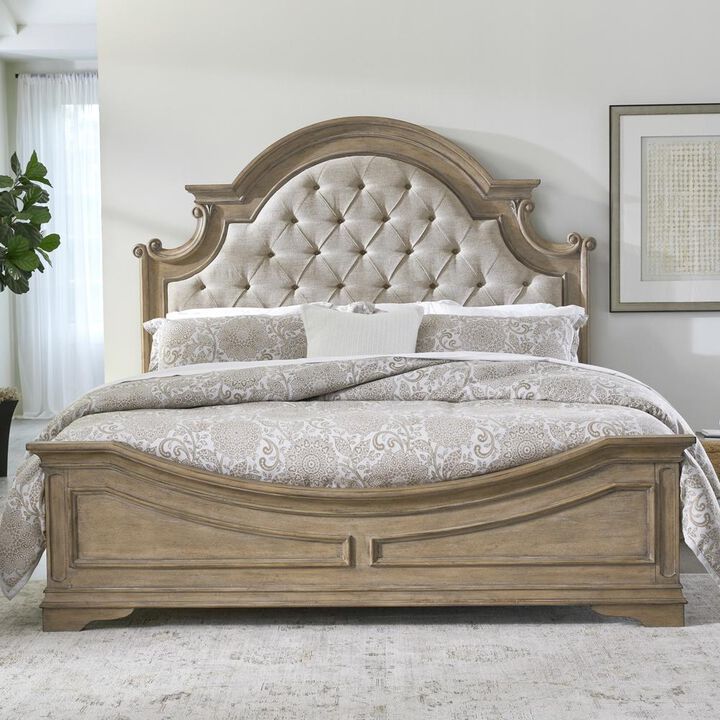 Liberty Furniture Magnolia Manor King Upholstered Bed in Antique White