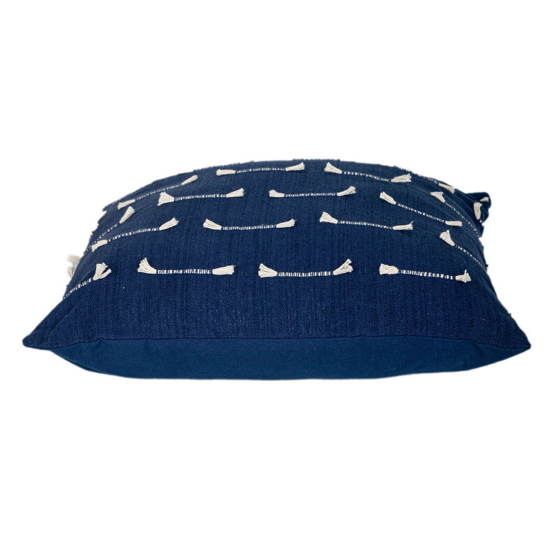 HomeRoots 18" Dark Blue Striped Cotton Throw Pillow With Texture image number 2