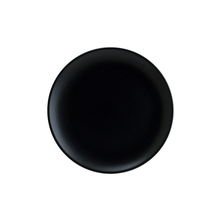 Notte dia.12" Round Black Porcelain Plate (Set of 4)