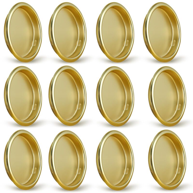 HOMOTEK 12 Pack Closet Door Finger Pull 2-1/8   , Easy Snap in Installation, Brushed Brass Finish, Fits a 5/16   Depth x 2-1/8""