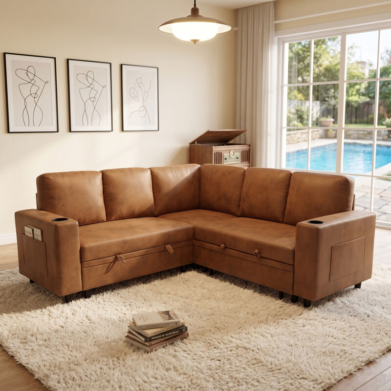 Lelork L-Shape Sectional Sleeper sofa image number 2