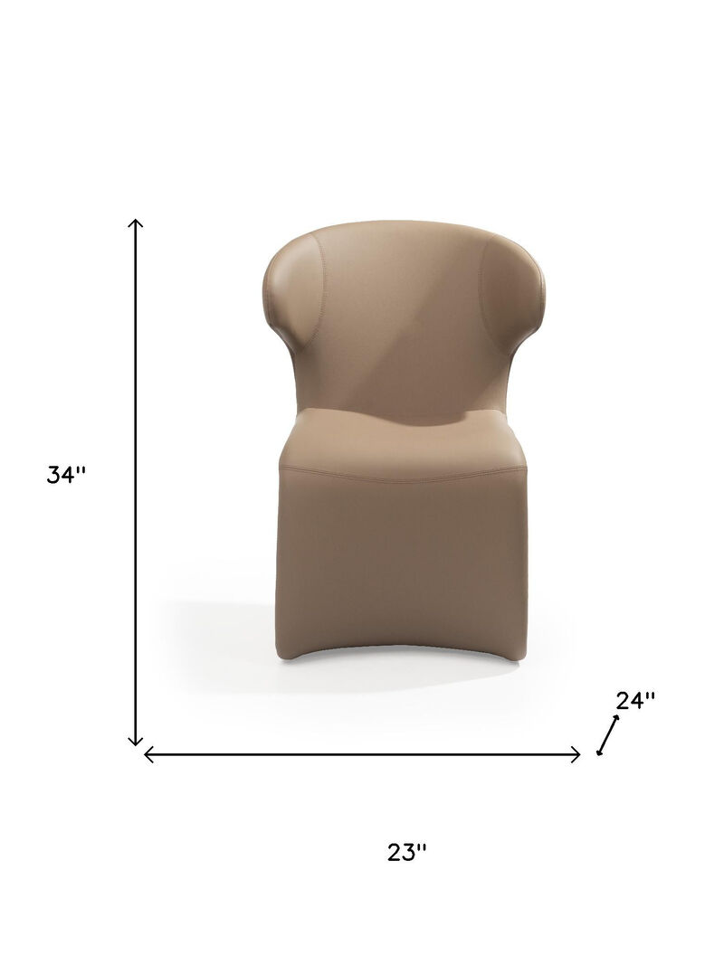HomeRoots Light Brown Faux Leather Wing Back Dining Side Chair image number 6