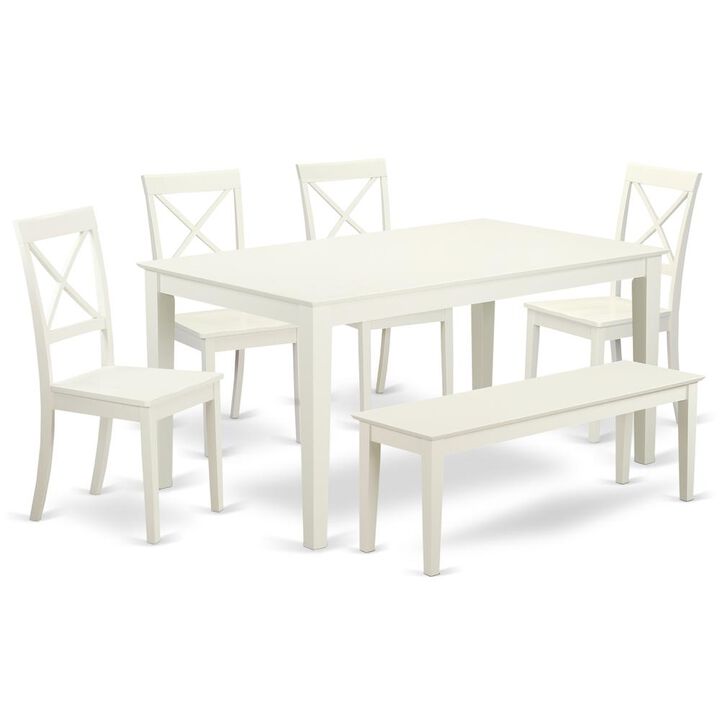 East West Furniture Dining Room Set Linen White, CABO6-LWH-W