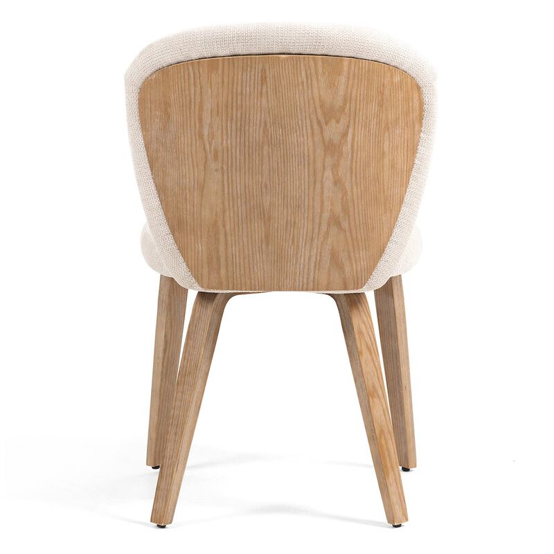Glamour Home Set of 2 Bernt Beige Washed Woven Fabric Dining Chair with Natural Wood Legs