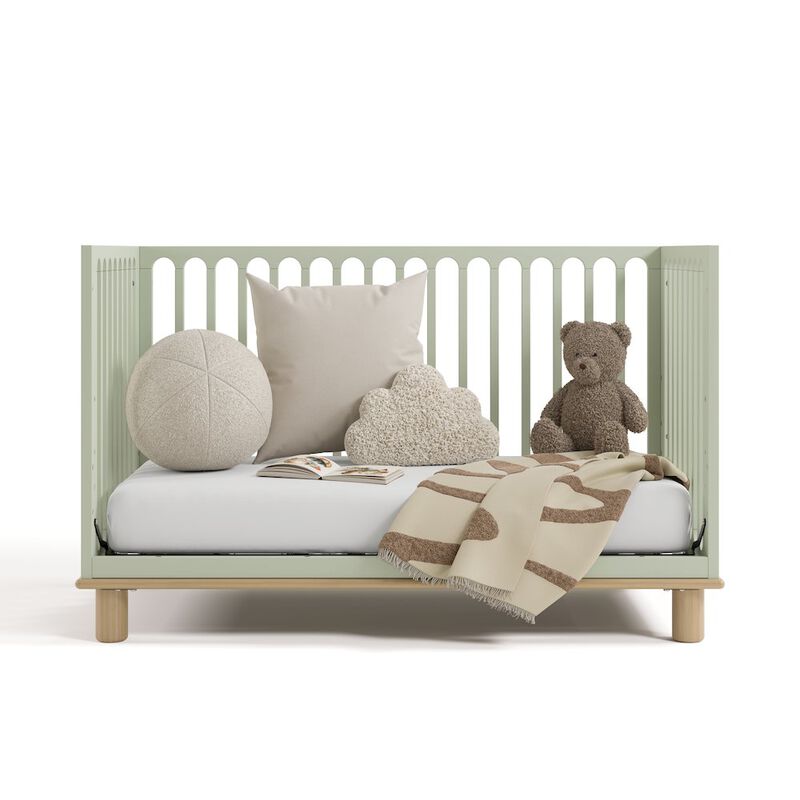 Deluxe 3-in-1 Convertible Crib with Bonus Toddler Guardrail, Sage with Driftwood image number 4