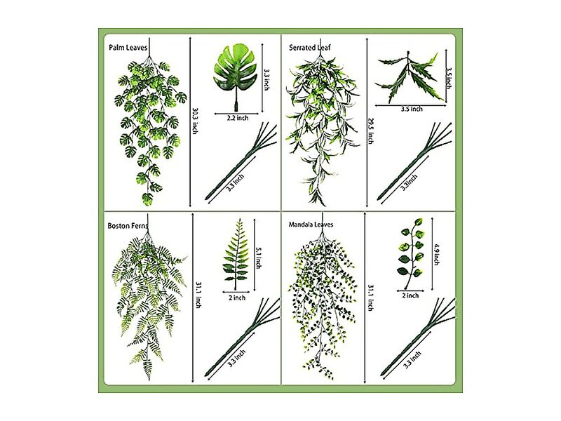 8 Pack Artificial Hanging Plants Fake Greenery Lvy Vine Wall Garden Indoor Decor image number 2