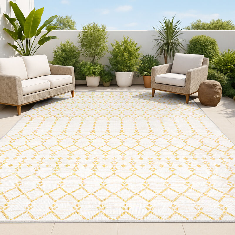 Ourika Moroccan Geometric Textured Weave Indoor/Outdoor Area Rug