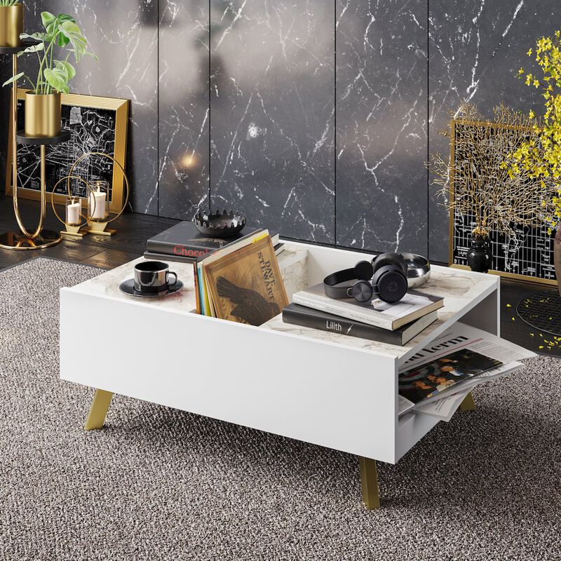Decorotika Frida Coffee Table - Ephesus Marble & Gold