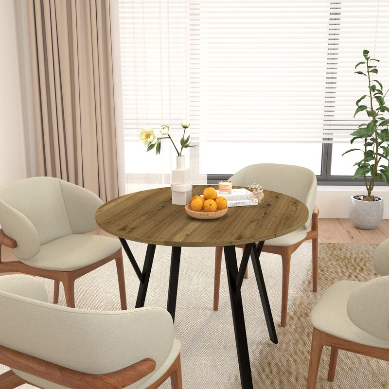 Tufwon 35.43" Round Industrial Dining Table image number 4