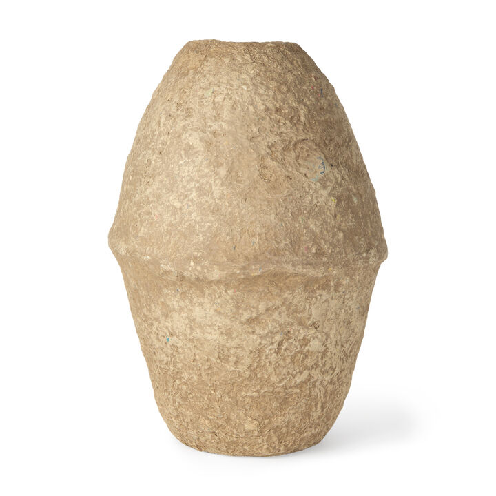 HomeRoots 18" Beige Paper Mache Cylinder Table Vase