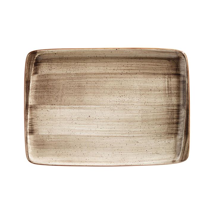 Terrain 14.25" x 10.25" x h:0.75" Rectangular Brown Porcelain Platter
