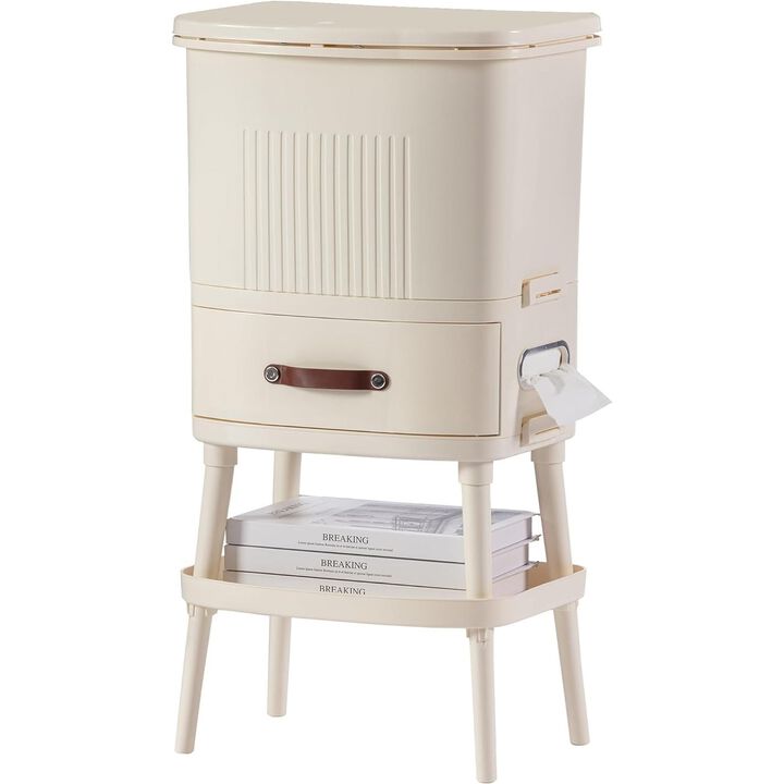 8 Gallon Elevated Trash Kitchen Can with Lid and Storage Shelf