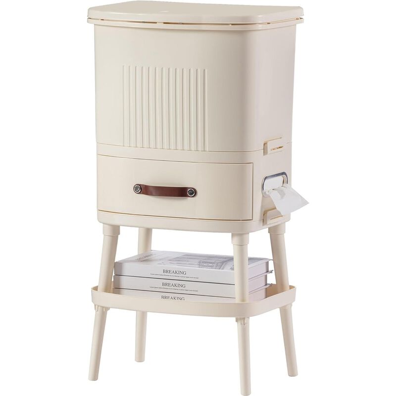 8 Gallon Elevated Trash Kitchen Can with Lid and Storage Shelf image number 0