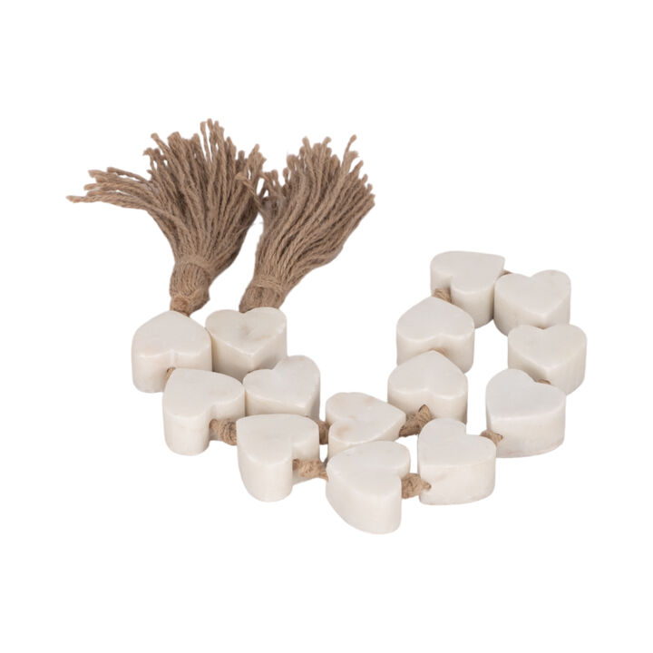 38" Marble Hearts Garland, White
