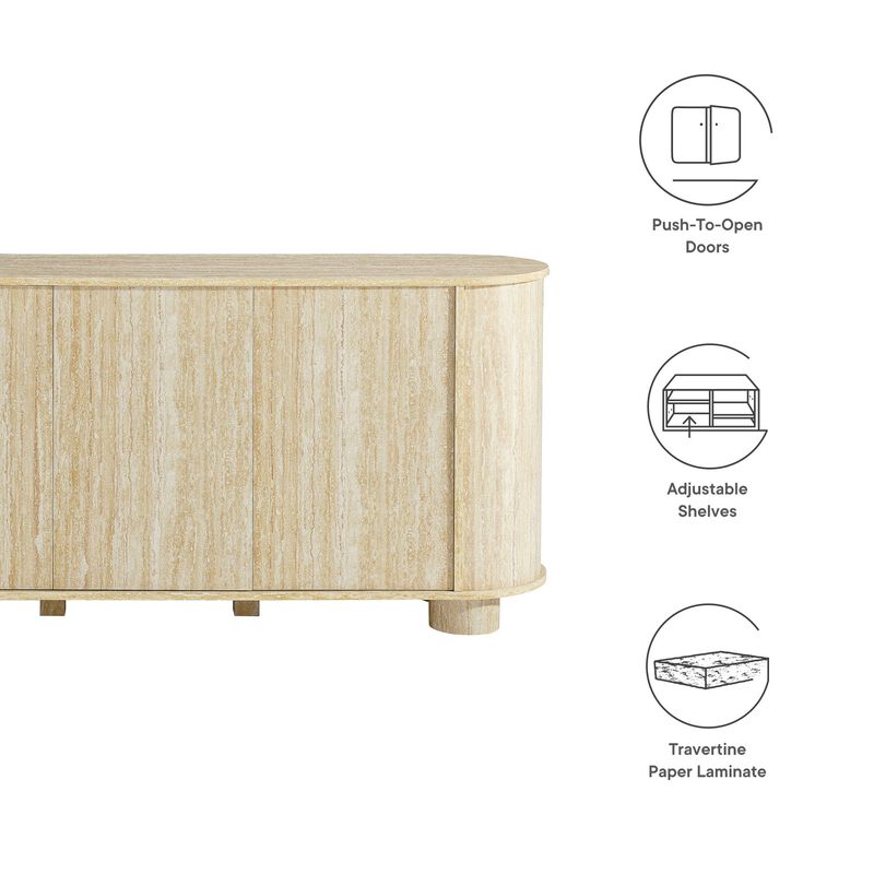 Overture 63" Oval Sideboard in Travertine image number 3
