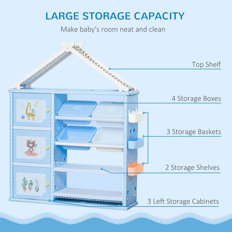 Blue Kids' Storage: Toy Organizer with Shelves, Cabinets, and Baskets