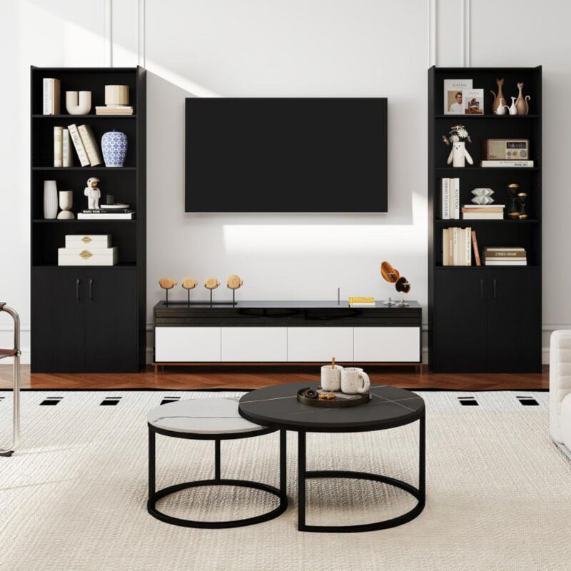 Hivvago 70 Inch Bookcase 6-Tier with Adjustable Shelves and 2-Door Cabinet