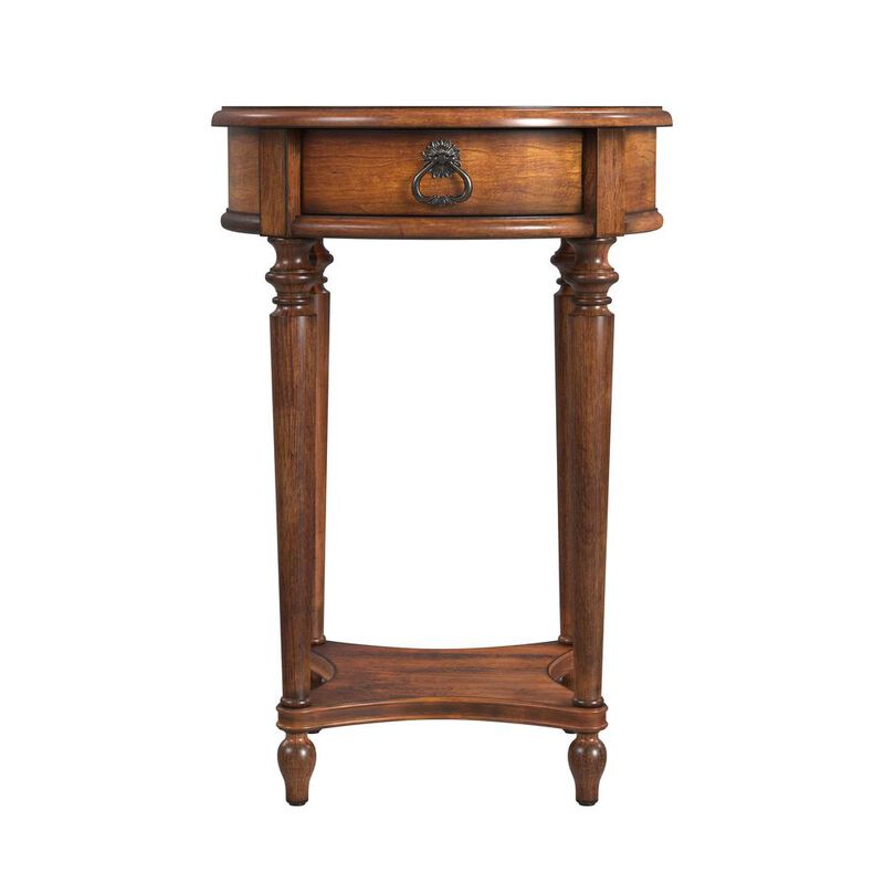 Butler Specialty Jules 1-Drawer Round End Table, Medium Brown
