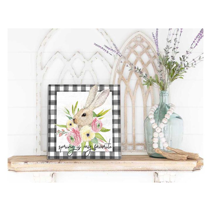 10" White and Black "Spring is My Favorite" Wooden Sign