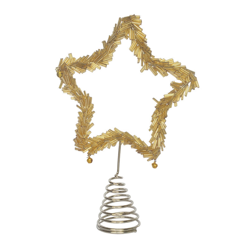 Glass Beaded Star Tree Topper with Iron Accents and Jingle Bells image number 0