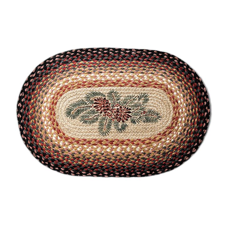 Earth Rugs Op-83 Pinecone Red Berry Oval Patch 20 X 30