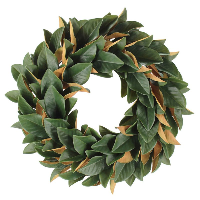 30" Faux Green Magnolia Leaf Wreath image number 0
