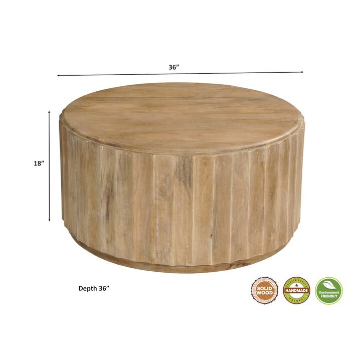 Taran Designs Lennox Round Solid Wood Coffee Table