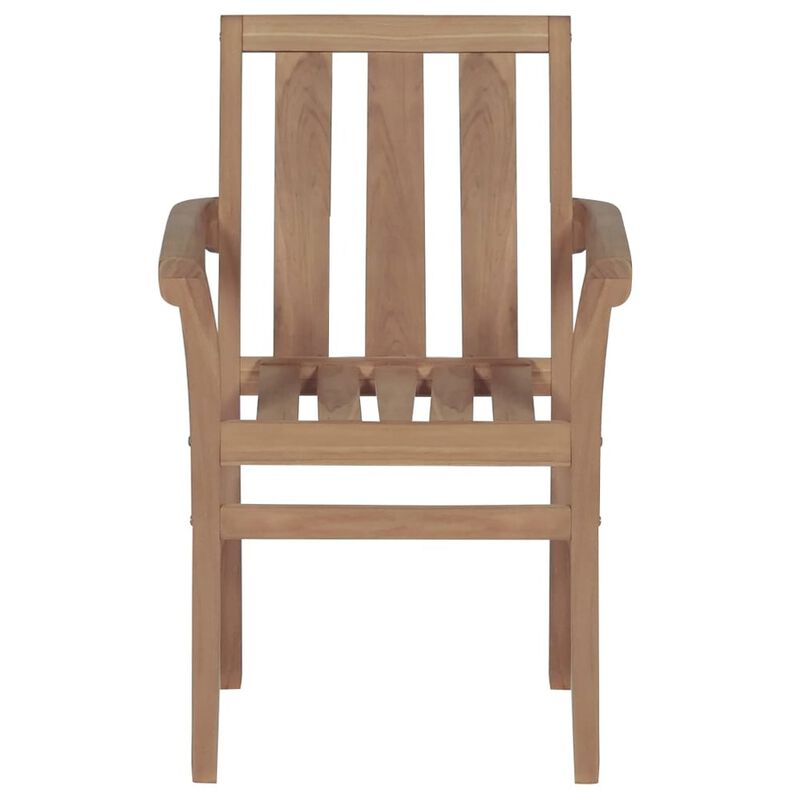 Garden Chair Set of 2 Warm wood with cream cushions