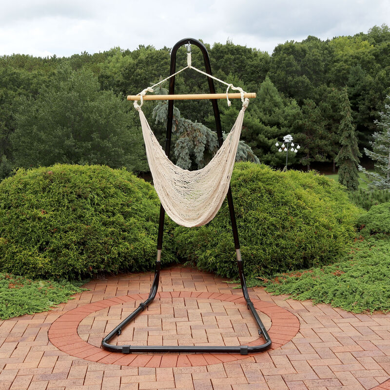 Sunnydaze Cotton/Nylon Rope Hammock Chair with Adjustable Stand