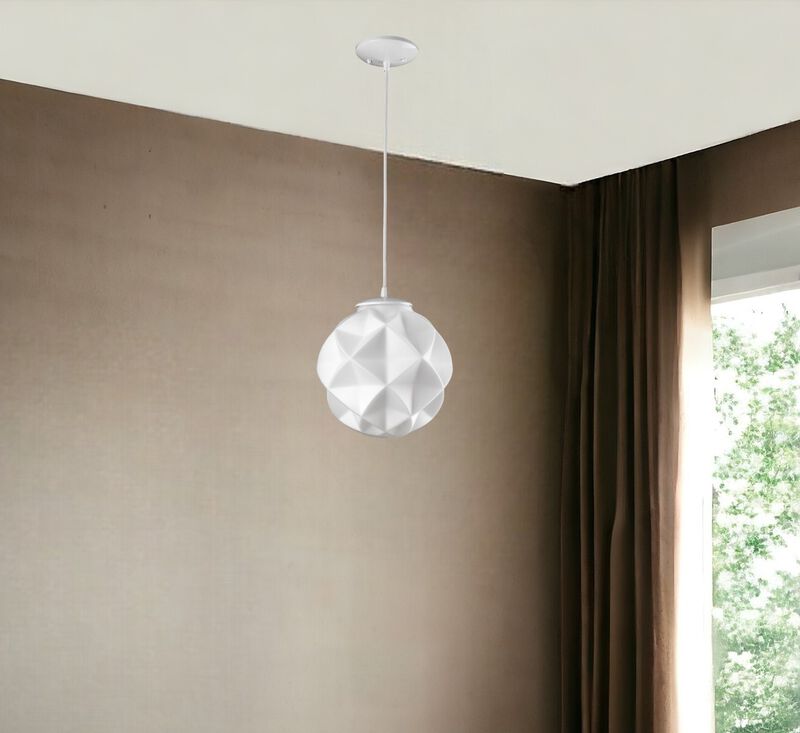 Hivvago Nova 1-Light White Mini Pendant With Geometric Globe Shade