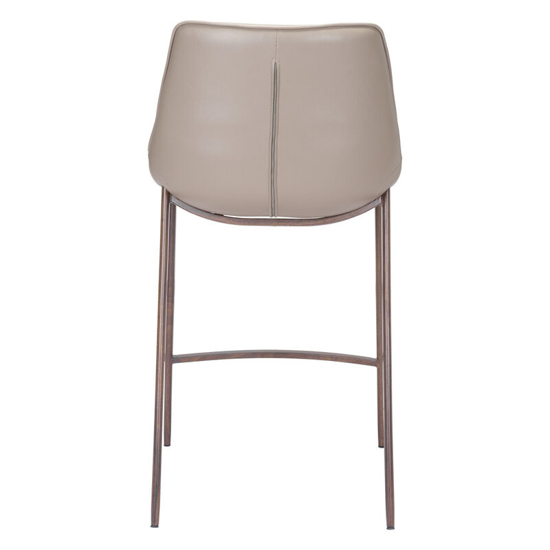 HomeRoots Set of Two 26" Gray and Brown Faux Leather and Steel Low Back Counter Height Bar Chairs image number 3