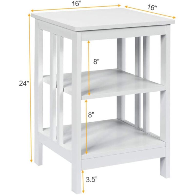 2 Pieces 3-Tier Nightstand with Reinforced Bars and Stable Structure image number 5